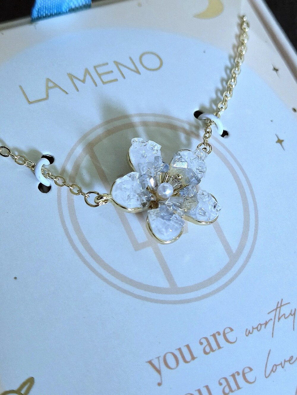 La Meno Stationary Druzy Flower🌸 Pendant Necklace - NIB - Picture 13 of 15